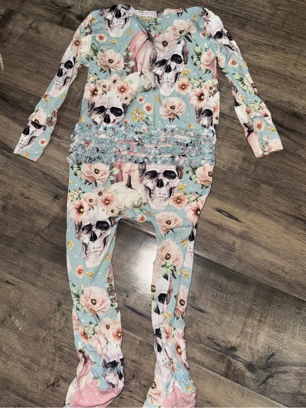Posh Peanut Floral Skull Pumpkin Bamboo Ruffle Zippy 18-24M GUC
